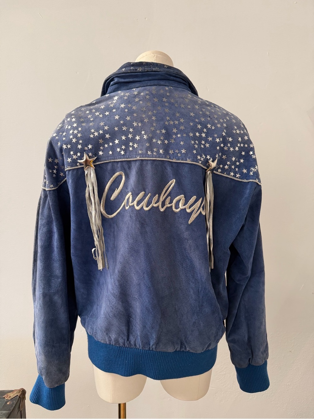 Vintage NFL Spirit by Cliff Engle Dallas Cowboys Leather Jacket Tassels size L - Picture 6 of 9